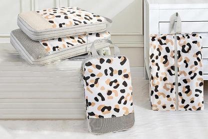 4 Pcs Travel Packing Cubes Set Space-Saving Expandable Compression Packing Cubes -Leopard?Print
