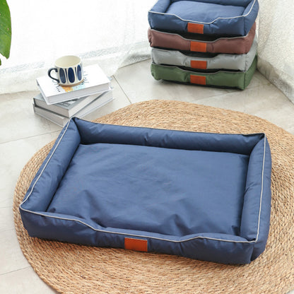 Square Raised Edge Oxford Fabric Sofa Pet Bed - Navy