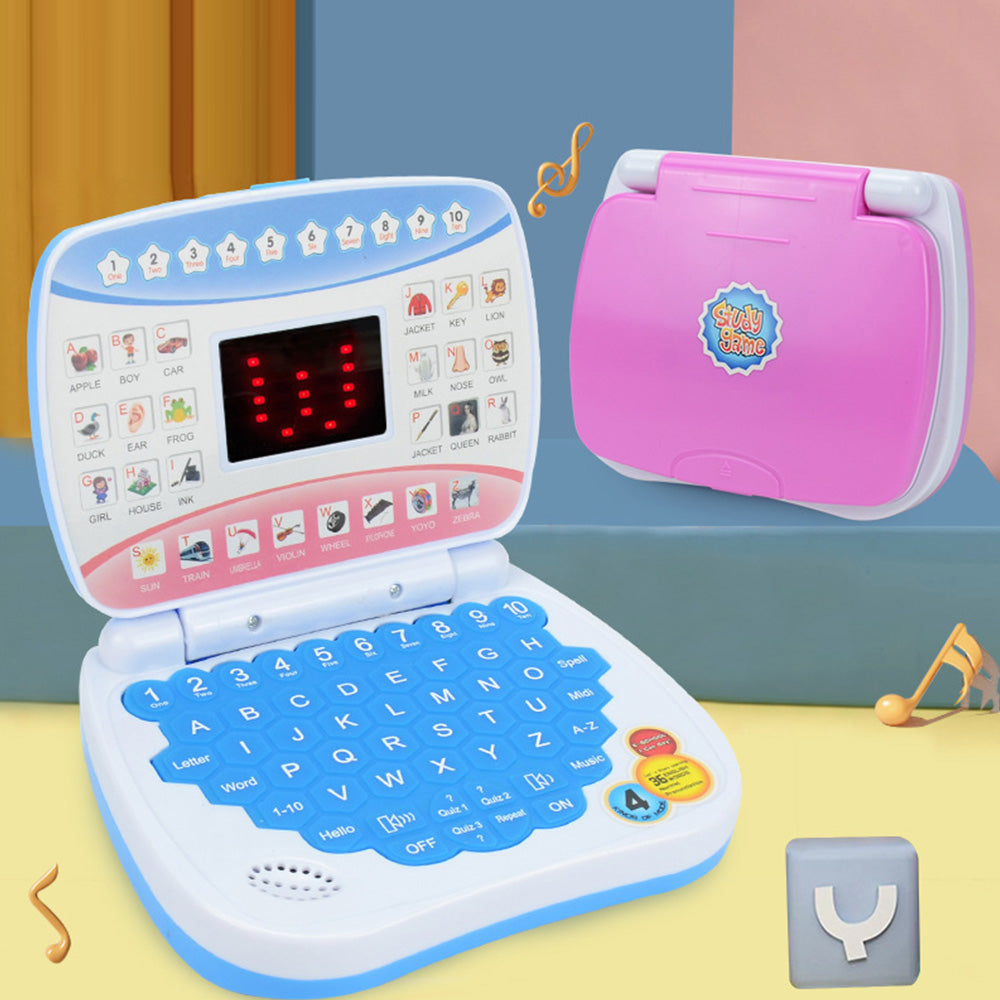 Pretend Laptop Toy with Music for Bilingual Learning - Blue