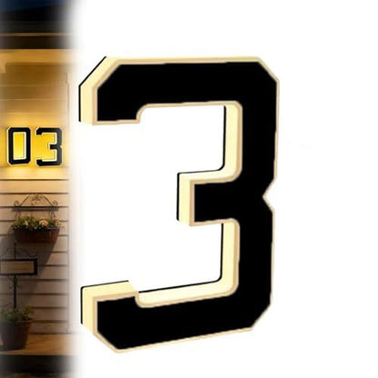 Solar Illuminated Address Sign with Light -Number 3