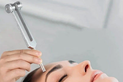 128Hz Tuning Forks Set with Reflex Hammer for Healing Meditation Chakra -Silver