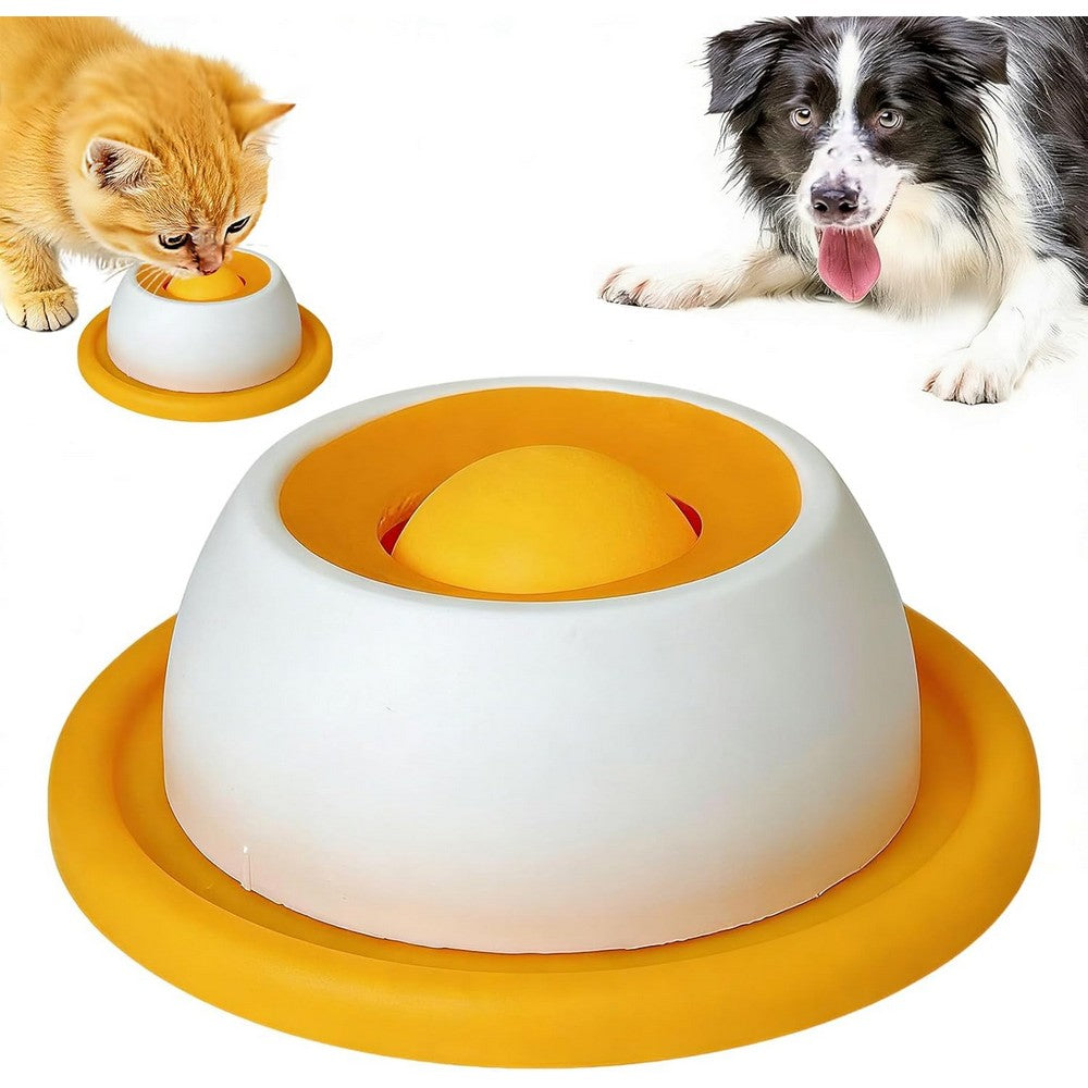Cat Licking Bowl Slow Feeder Bowls for Yogurt Liquid Treat-Yellow