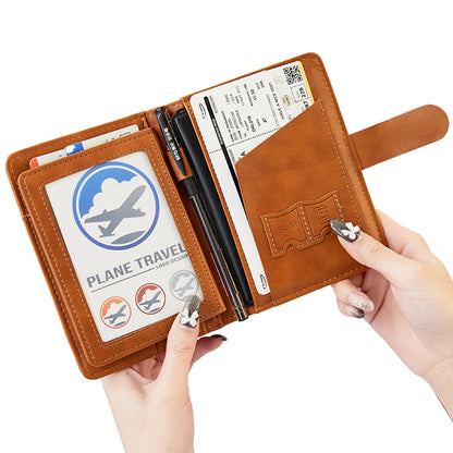 RFID Blocking Card Holder Travel Wallet for Women Men Light Brown