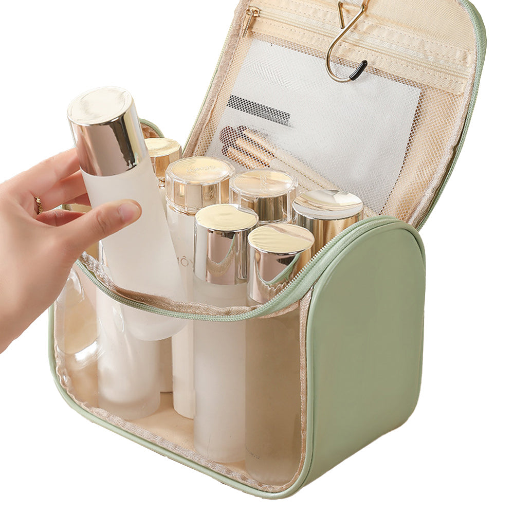 Clear Makeup Bag with Hanging Hook Toiletry Bag Traveling Accessories Organizer Green