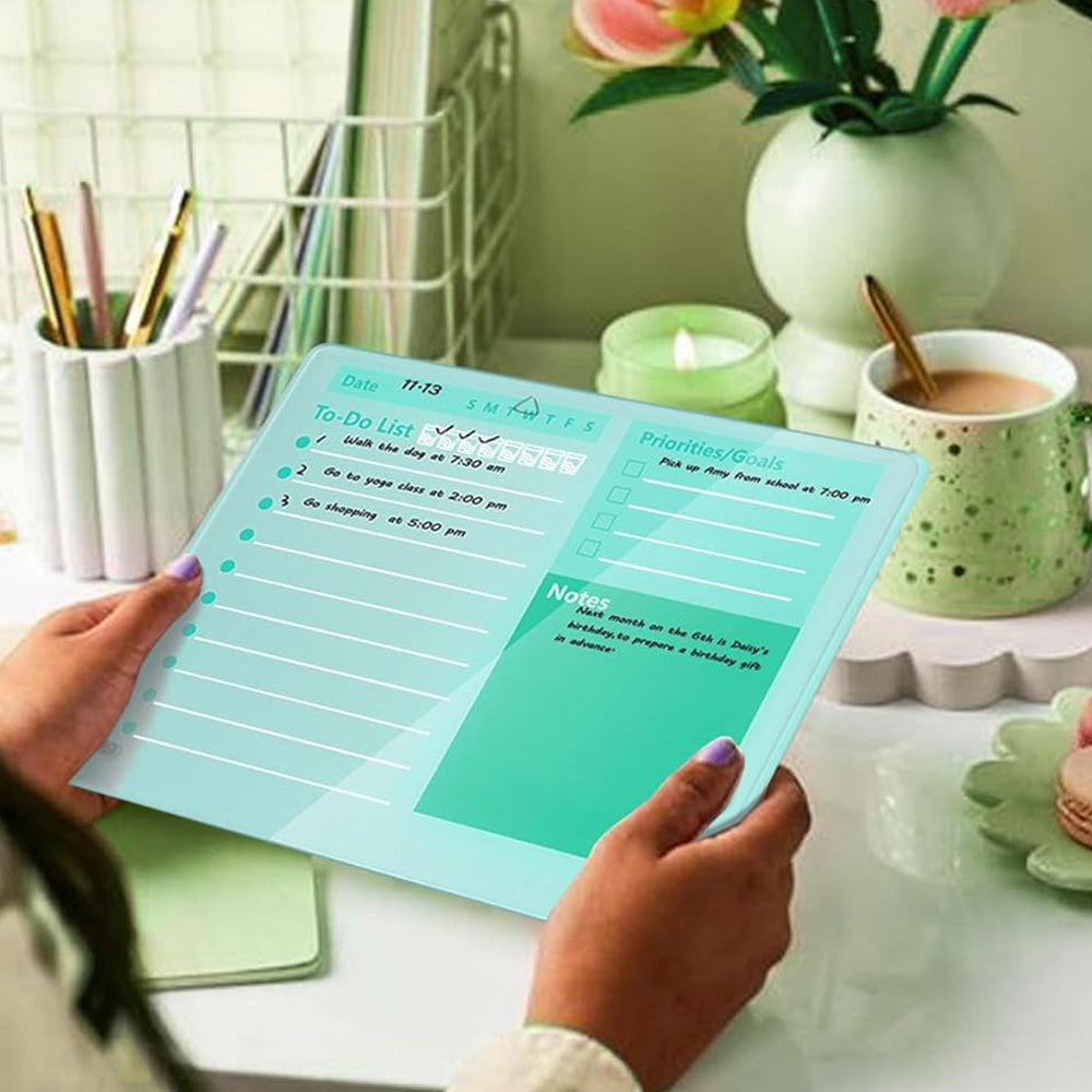 Thick Acrylic Dry Erase Board for Desk Planner with Stand-Green