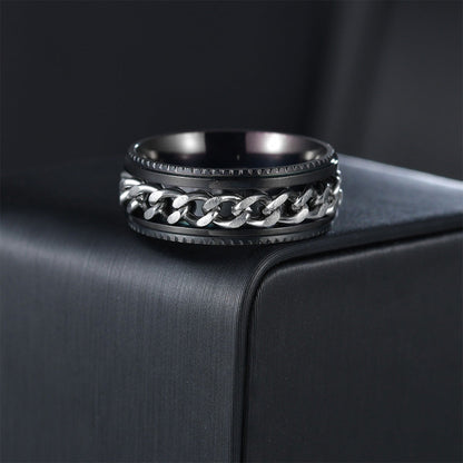 Fidget Spinner Ring for Anxiety Relief Stainless Steel for Adults & Teens Black and Silver