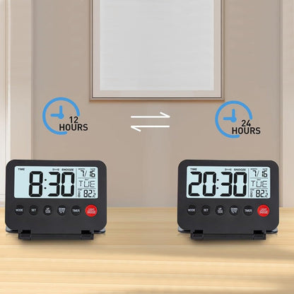 Smart Digital Alarm Clock with Temperature Display Snooze Function and LED Backlight Black