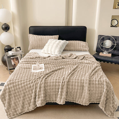 Bubble Fleece Blanket -Khaki