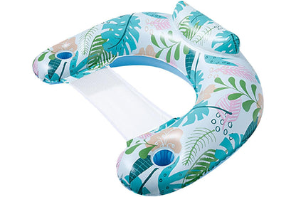 Inflatable Pool Float Chair Thickened Inflatable Pool Floating Bed Pool Hammock for Adults Swimming Pool Toys-Style1: Light-colored leaf lounge chair