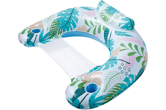 Inflatable Pool Float Chair Thickened Inflatable Pool Floating Bed Pool Hammock for Adults Swimming Pool Toys-Style1: Light-colored leaf lounge chair