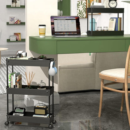 3-Tier Rolling Storage Cart Bathroom Storage Organizer Shelf Black