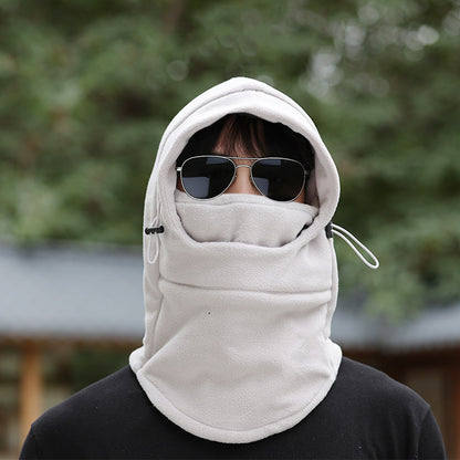 3-in-1 Winter Cycling Balaclava Thermal Fleece Face Mask-Light Grey