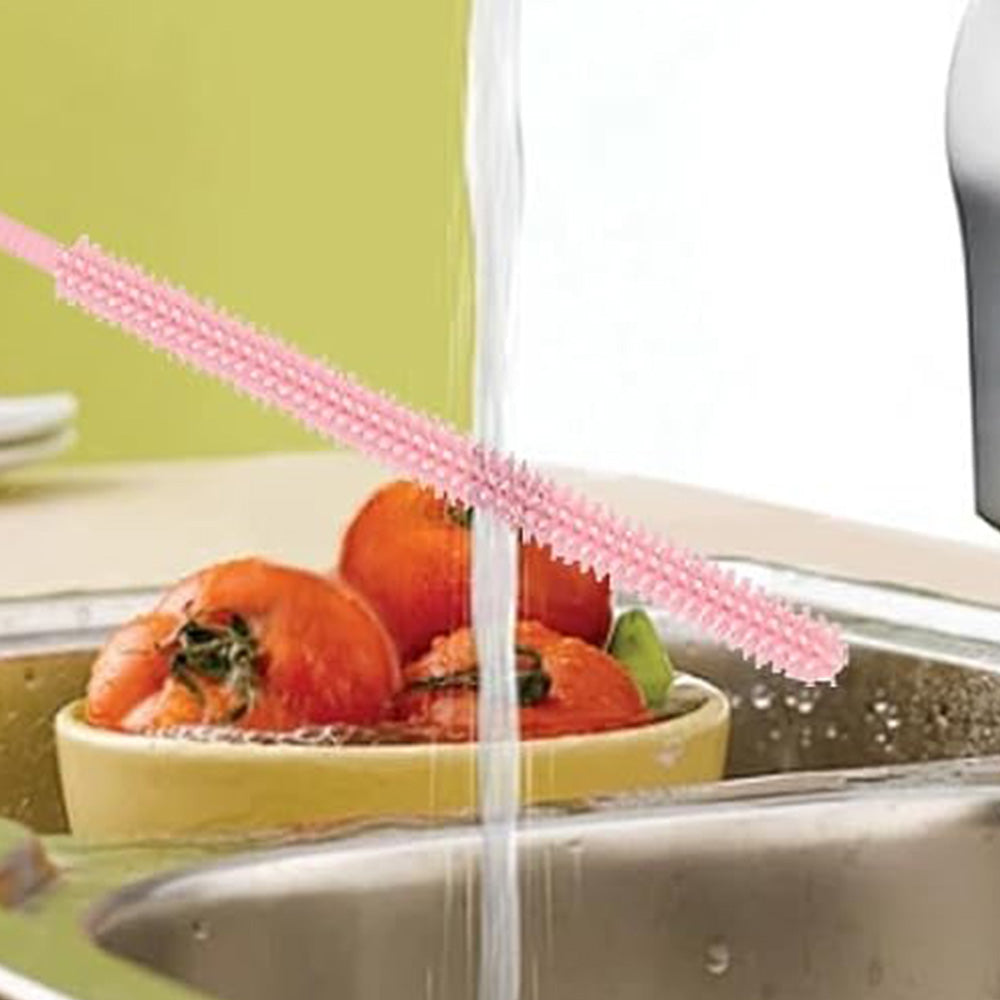 2Pcs Silicone Straw Cleaner Brushes Reusable Straw Cleaner with Bendable Steel Core