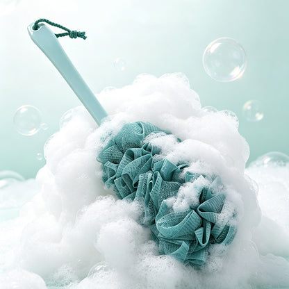 2Piece Long Handle Shower Bath Brush Set -Beige and Blue