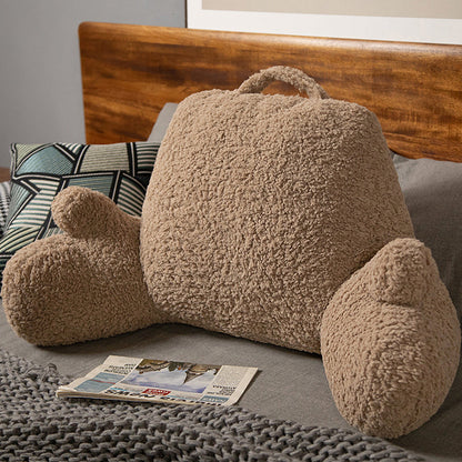Fluffy Backrest Reading Pillow Lumbar Support Chair Cushion with Arms Coffee