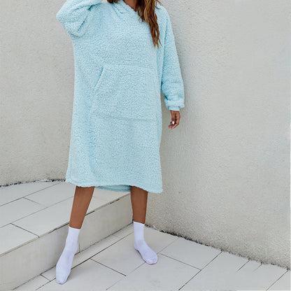 Reversible Wearable Blanket Plush Warm Cozy Blanket One Size Fits All Blue