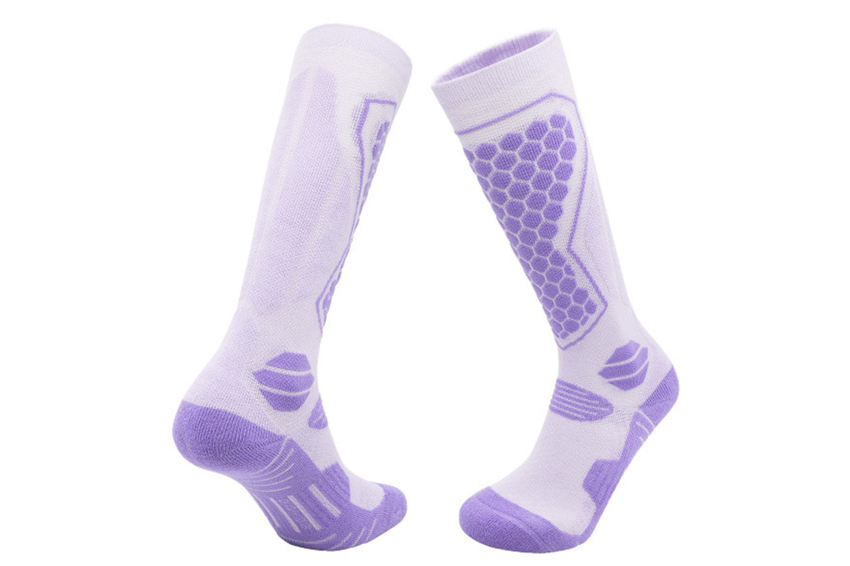 Ski Thermal Socks Thermal Knee High Socks for Snowboarding Winter Warmth Socks -Purple and Blue and Pink