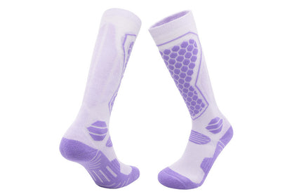 Ski Thermal Socks Thermal Knee High Socks for Snowboarding Winter Warmth Socks -Purple and Blue and Pink