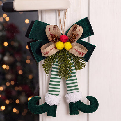 Christmas Bow Elf Leg Hanging Ornaments Christmas Tree Decor - Green