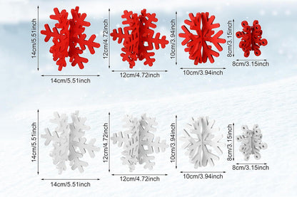 8Pcs 3D Wooden Snowflake Table Decor Christmas Wonderland Centerpiece-Red White