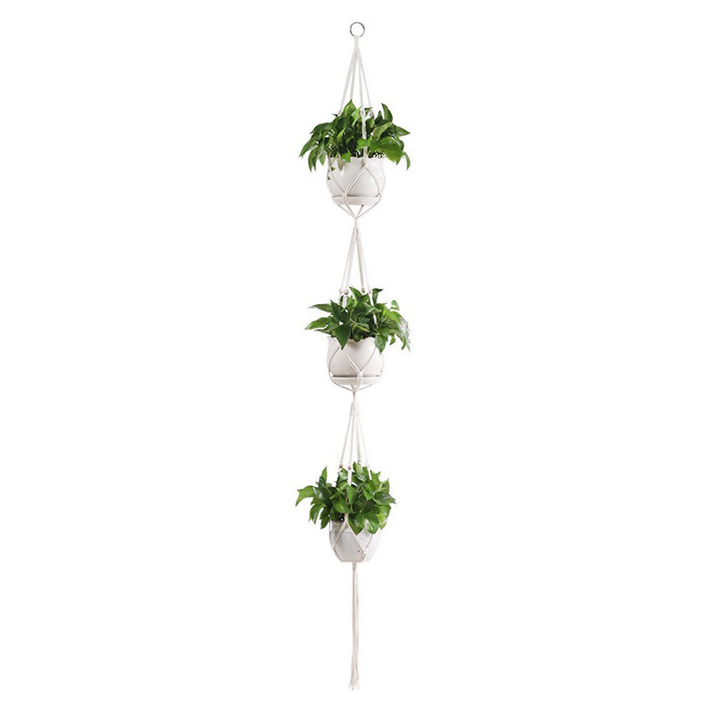 Plant Hanger Indoor Jute Hanging Planter Basket With Beads Decorative Flower Pot Holder-Style 10
