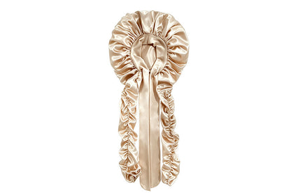 Double Layer Satin Sleep Cap for Long Hair Braids and Natural Hairstyles - Champagne
