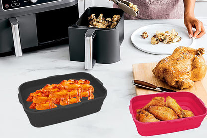 Reusable Baking Air Fryer Silicone Liners Pot Food Grade Airfryer Basket Bowl-Red