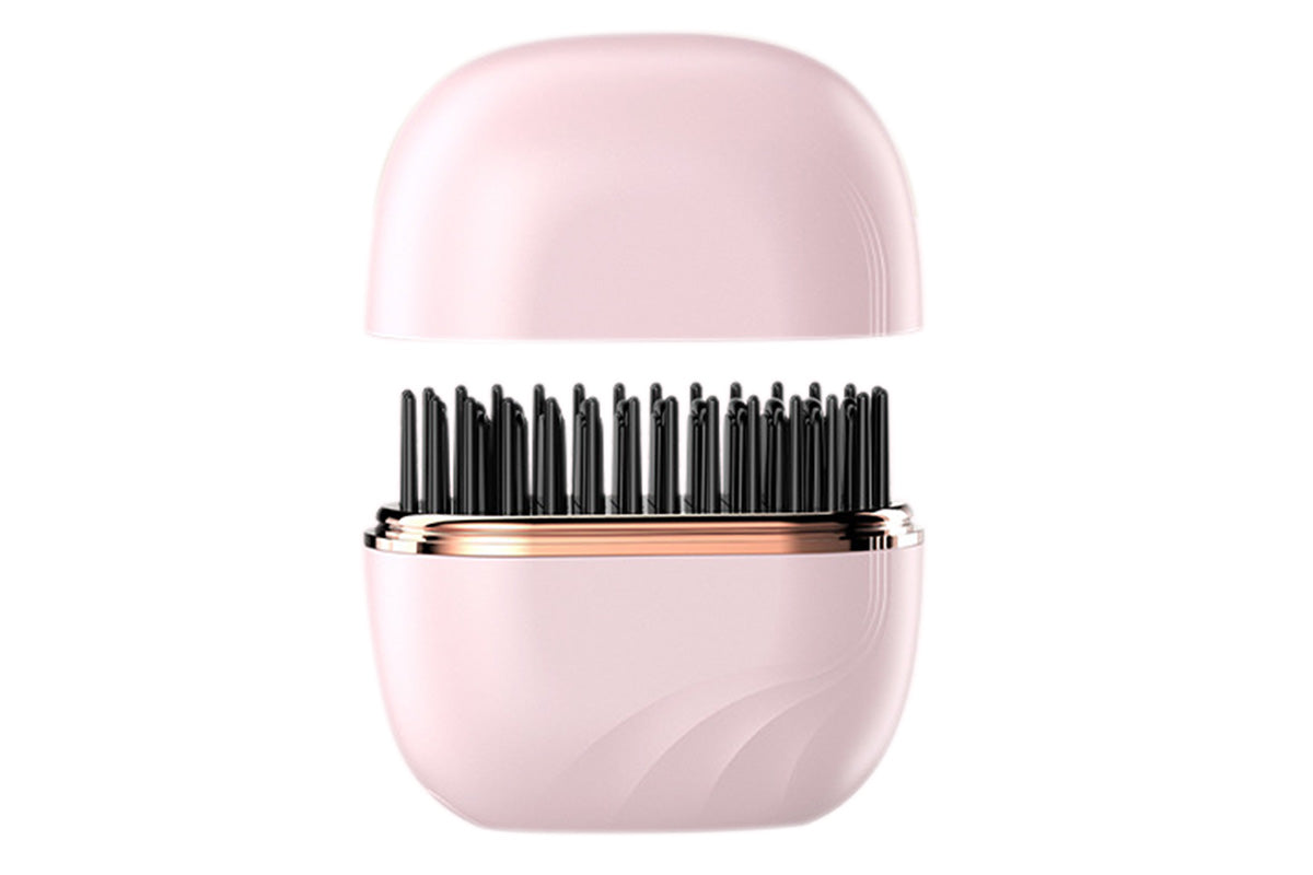 Rechargeable Wireless Mini Hair Straightener Comb - Pink