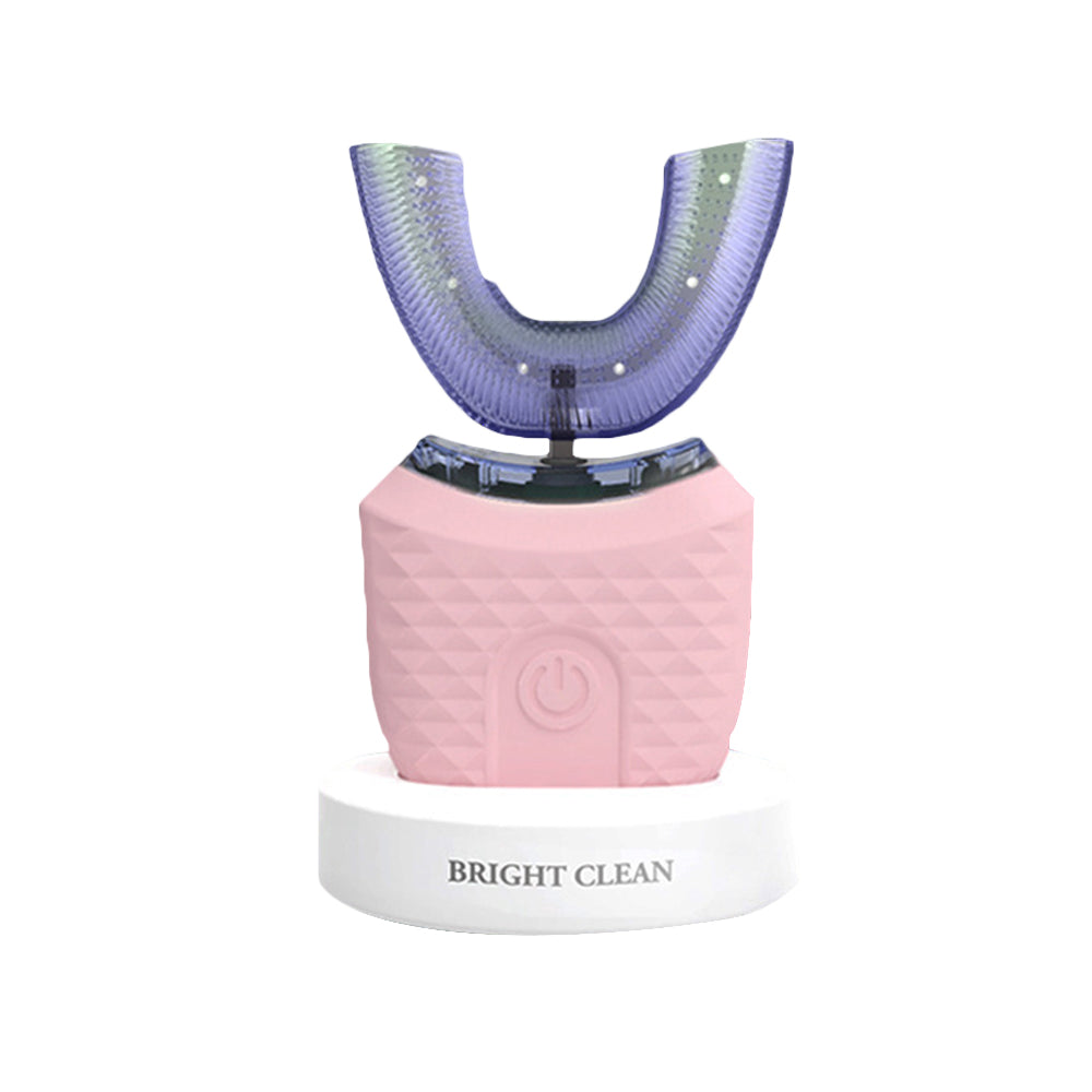 U-Shaped Electric Toothbrush Hands-Free Automatic Toothbrush with Charging Base-Pink