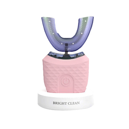 U-Shaped Electric Toothbrush Hands-Free Automatic Toothbrush with Charging Base-Pink