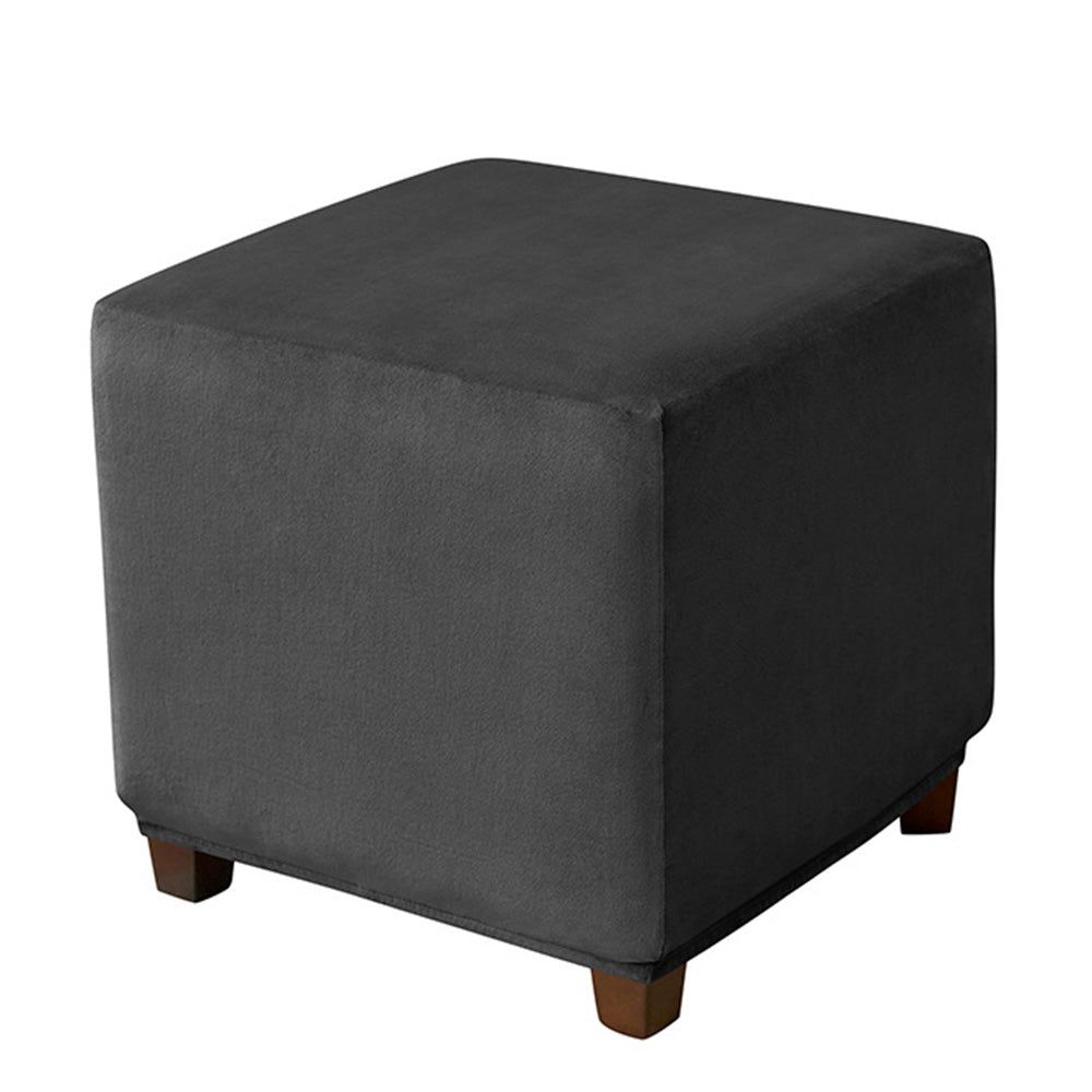 Square Ottoman Cover Stretch Slipcover Footstool Cover Black M