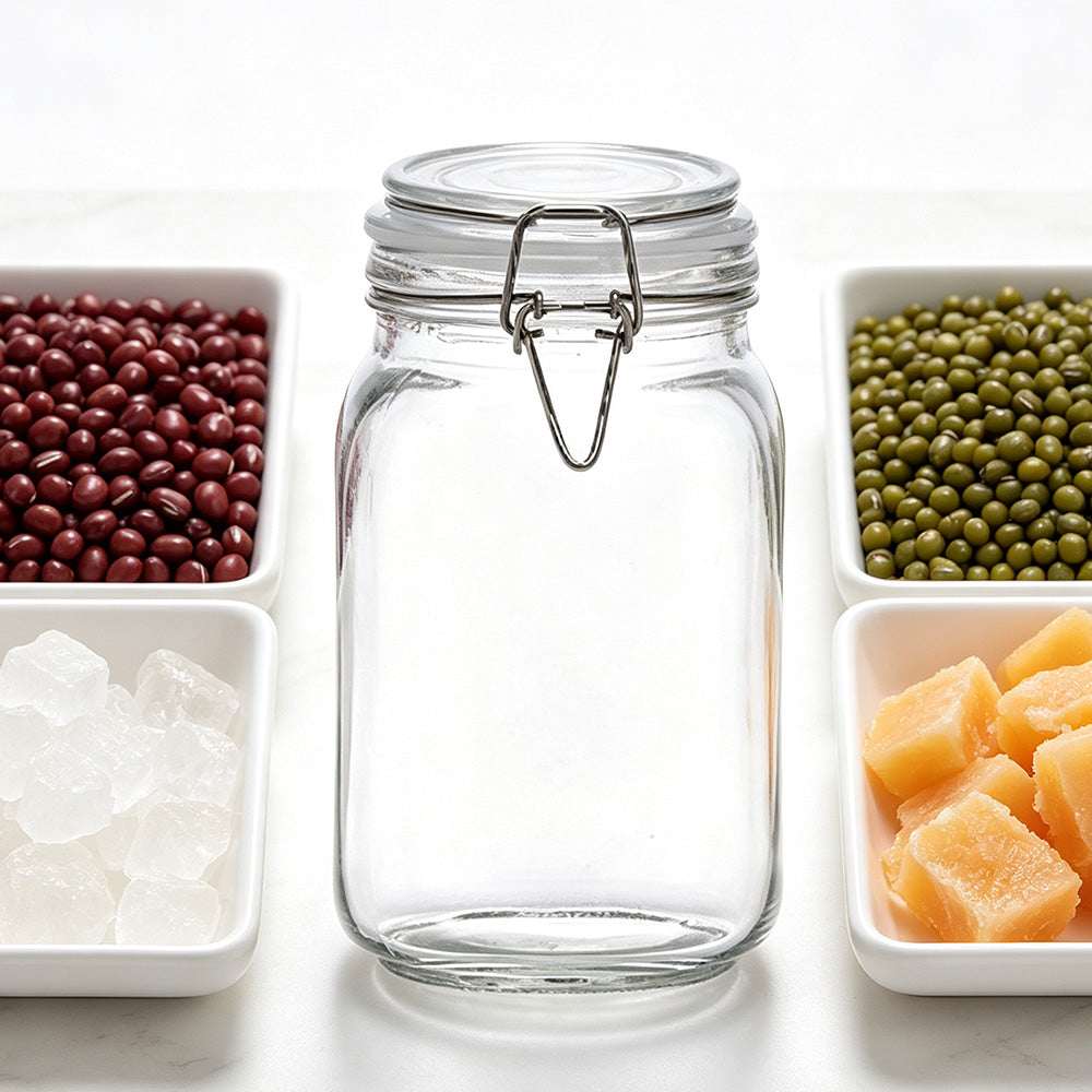 Clear Glass Airtight Storage Jar with Clamp Lid and Silicone Seal