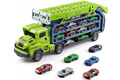 Carrier Truck Transport Car Toys Foldable 3 Layer Car Race Track Toys-Orange