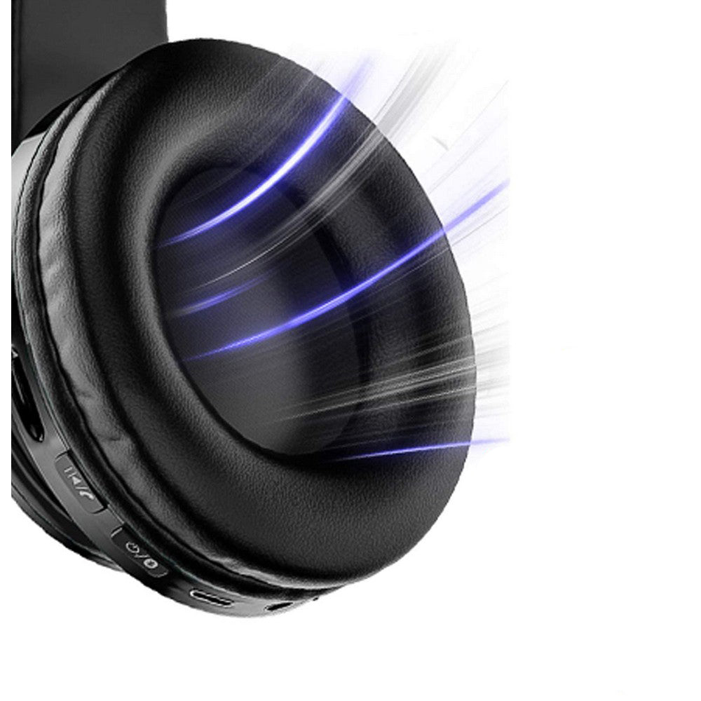 Wireless Headphones Wireless Earbuds B39 LED Light Up Foldable Headset Bluetooth 5.0 Stereo Headphones Built in Microphone -Black