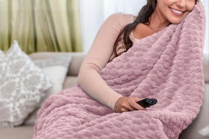 2 in 1 Jacquard Travel Pillow and Blanket Set Packable Travel Blanket for Airplane Car -Pink