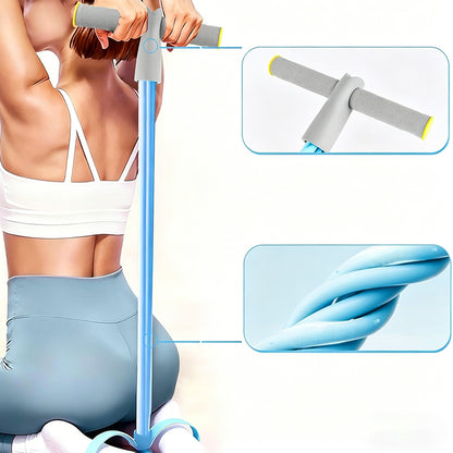 6 Tube Multifunction Pedal Resistance Band with Hand for Sit Up Home Gym Workout-Blue