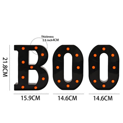 3 Piece BOO Orange Light Up Halloween Decorative Sign for Parties