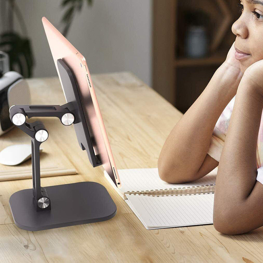 Adjustable Phone Stand Holder Foldable Tablet Desktop Stand Portable Wide Compatibility Black