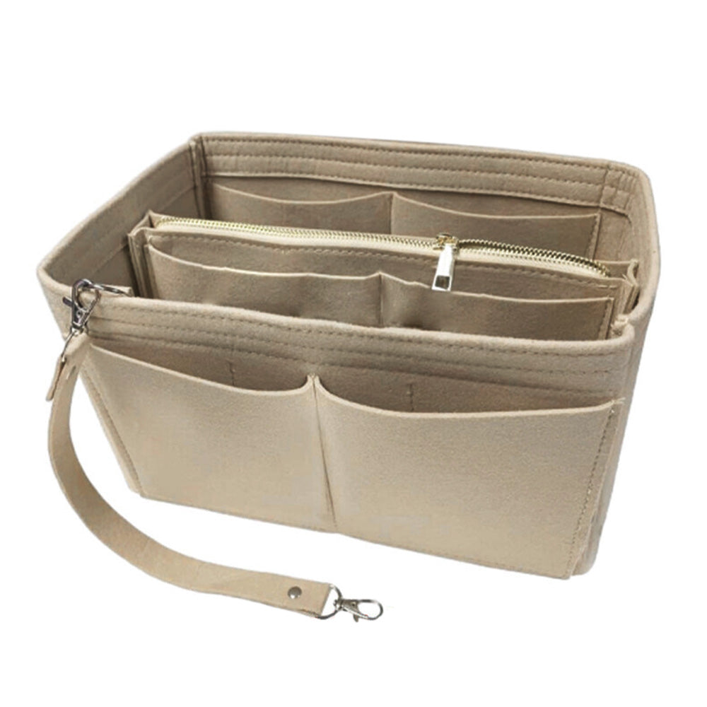 Thick Felt Tote Bag Organizer Insert with Multiple Pockets -Beige