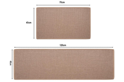 2Pcs Set 45x70cm and 45x120cm Non Slip Kitchen Runner Rug Absorbent Kitchen Floor Mat for Home Door Mats-Brown