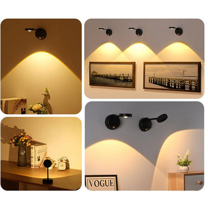 3Pcs Wireless Picture Lights and Mini Accent Spotlights LED Wall Sconce for Art Display-Black