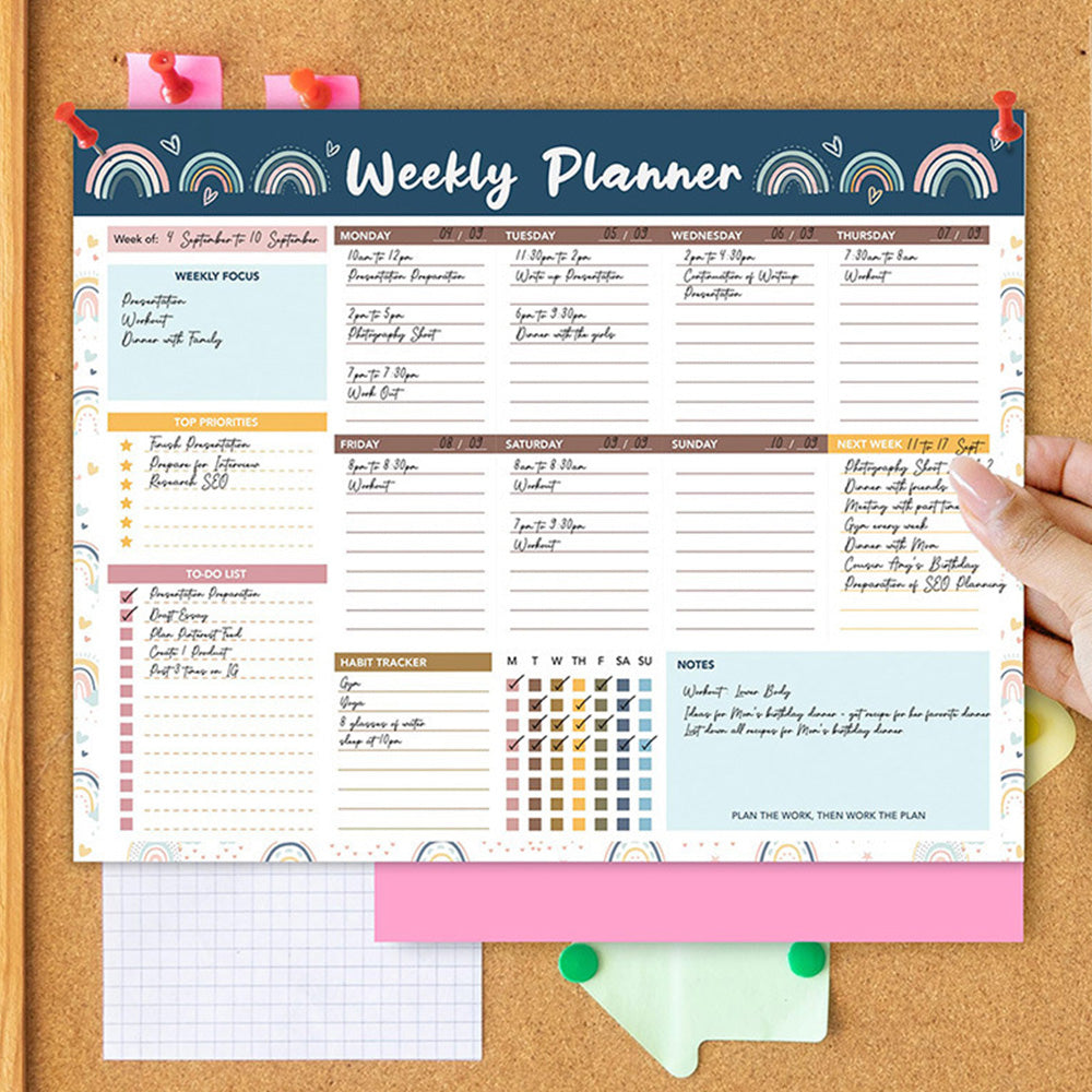 Weekly To Do List Notepad Undated Planner With 52 Sheets Weekly Planner-Navy