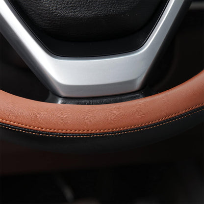 37-38cm Microfiber Leather Steering Wheel Cover-Coffee