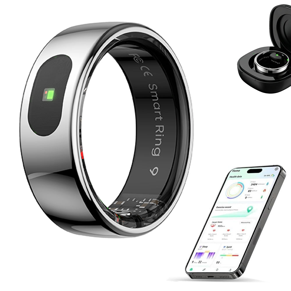 Smart Ring Health Tracker Ring with Touch Control - Silver