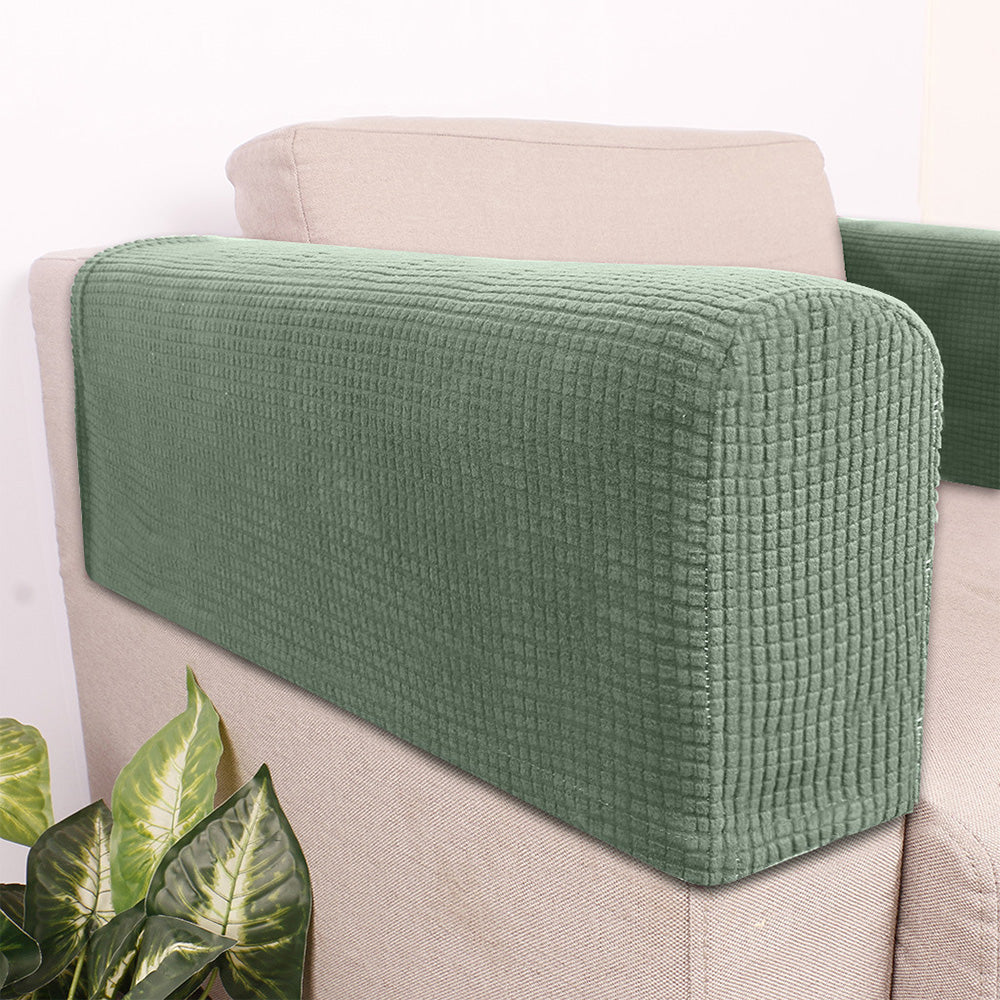 2PCS Universal Chair Arm Protector Covers Armchair Slipcovers Furniture Protector-Light Green