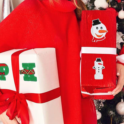 32 Piece Christmas Embroidered Iron-On Letter and Pattern Patch Set