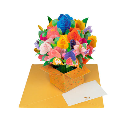 3D Popup Greeting Card Flower Paper Pop Up Cards Flower Bouquet for Mom Wife Style 5