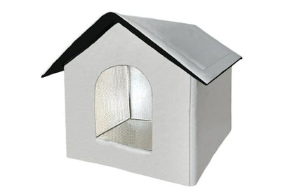 All Season Outdoor Cat House Self-Warming Shelter for Cats & Small Pets -Grey