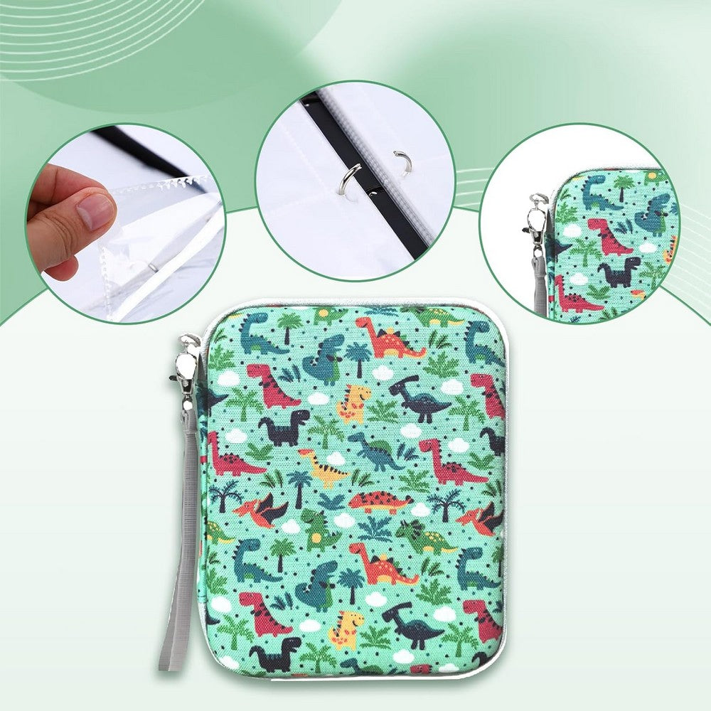 Card Case for Yoto Cards 80 Pockets Card Holder with Carry Strap and Zipper-Green