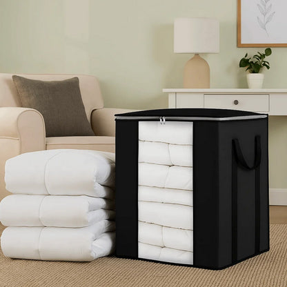 Blanket Storage Bag Extra Large Moving Clothes and Toy Foldable Container 120L-Black